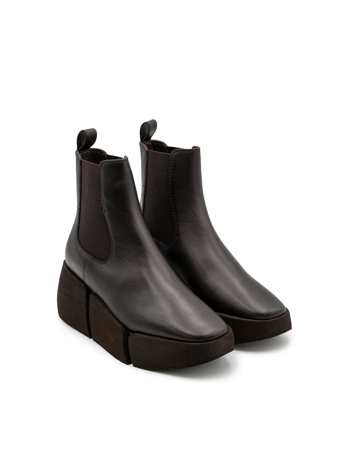Stivaletti Donna Paloma Barceló Amy Nappa Moka – Chelsea Boot in Pelle con Plateau e Zeppa