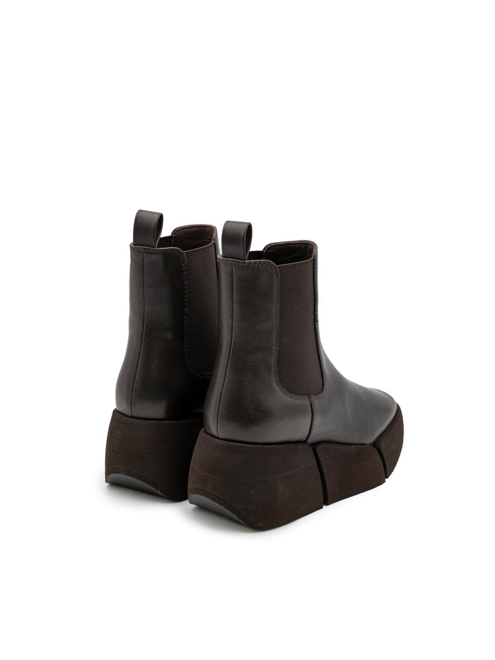 Stivaletti Donna Paloma Barceló Amy Nappa Moka – Chelsea Boot in Pelle con Plateau e Zeppa