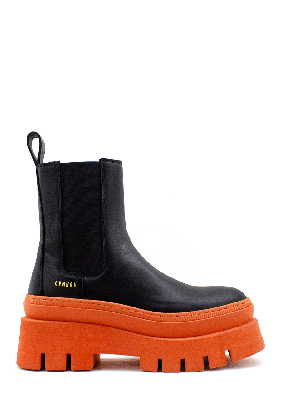 Stivaletto chelsea nero e arancione Copenhagen