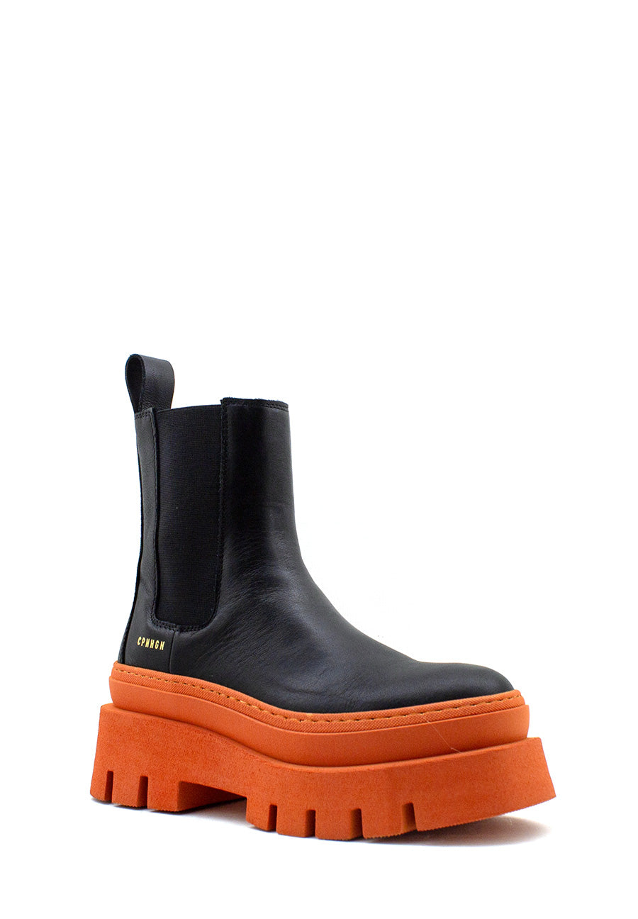 Stivaletto chelsea nero e arancione Copenhagen