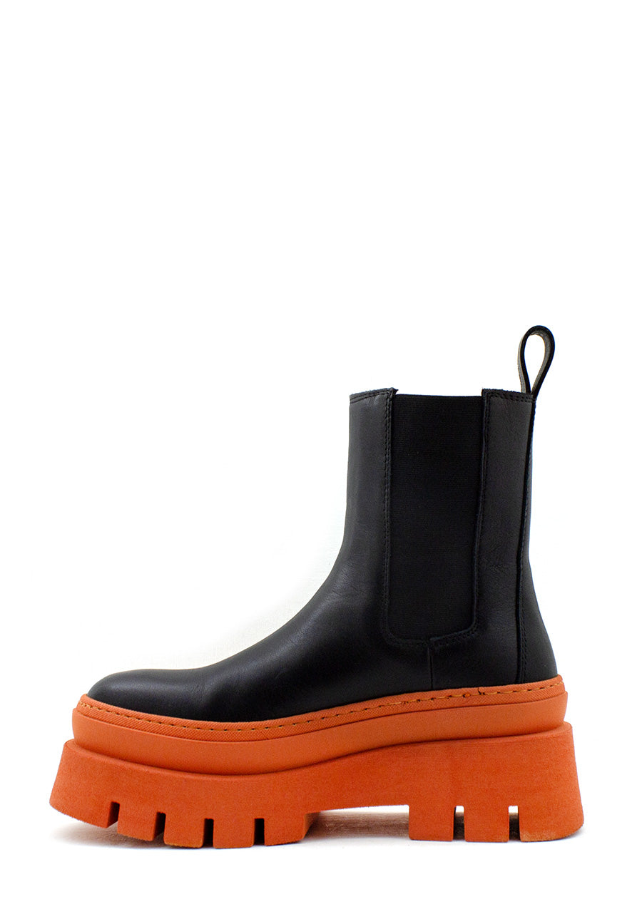 Stivaletto chelsea nero e arancione Copenhagen