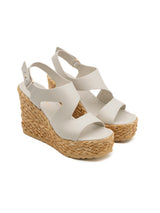 Sandali Paloma Barceló Aurora in Pelle Bianca – Zeppa Platform in Raffia Naturale