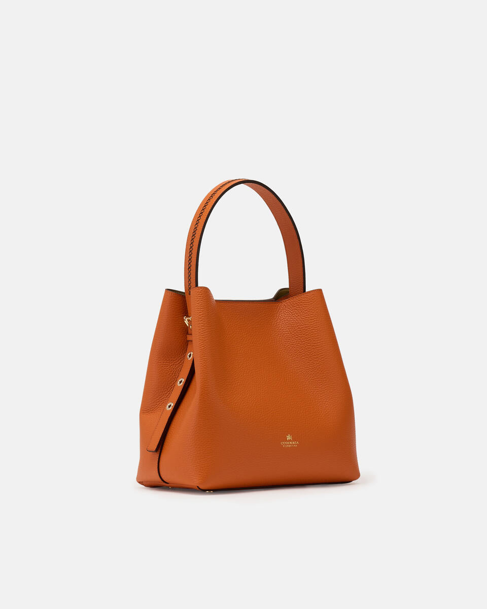 Candy Bucket Cuoieria Fiorentina Arancio – Secchiello in Pelle di Vitello Pieno Fiore