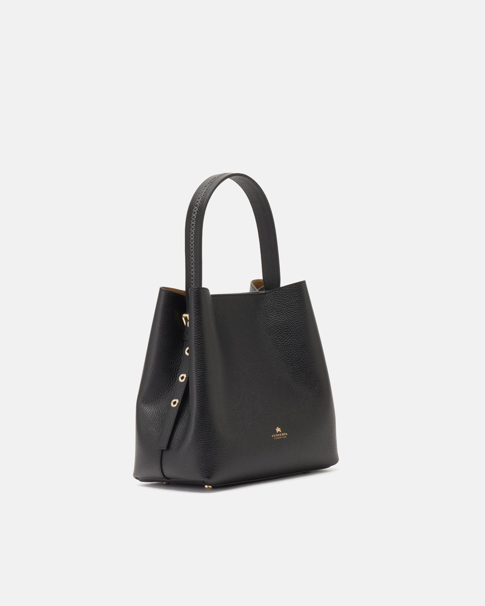 Cuoieria Fiorentina Candy Bucket 1618 | Borsa Secchiello in Pelle nera Made in Italy