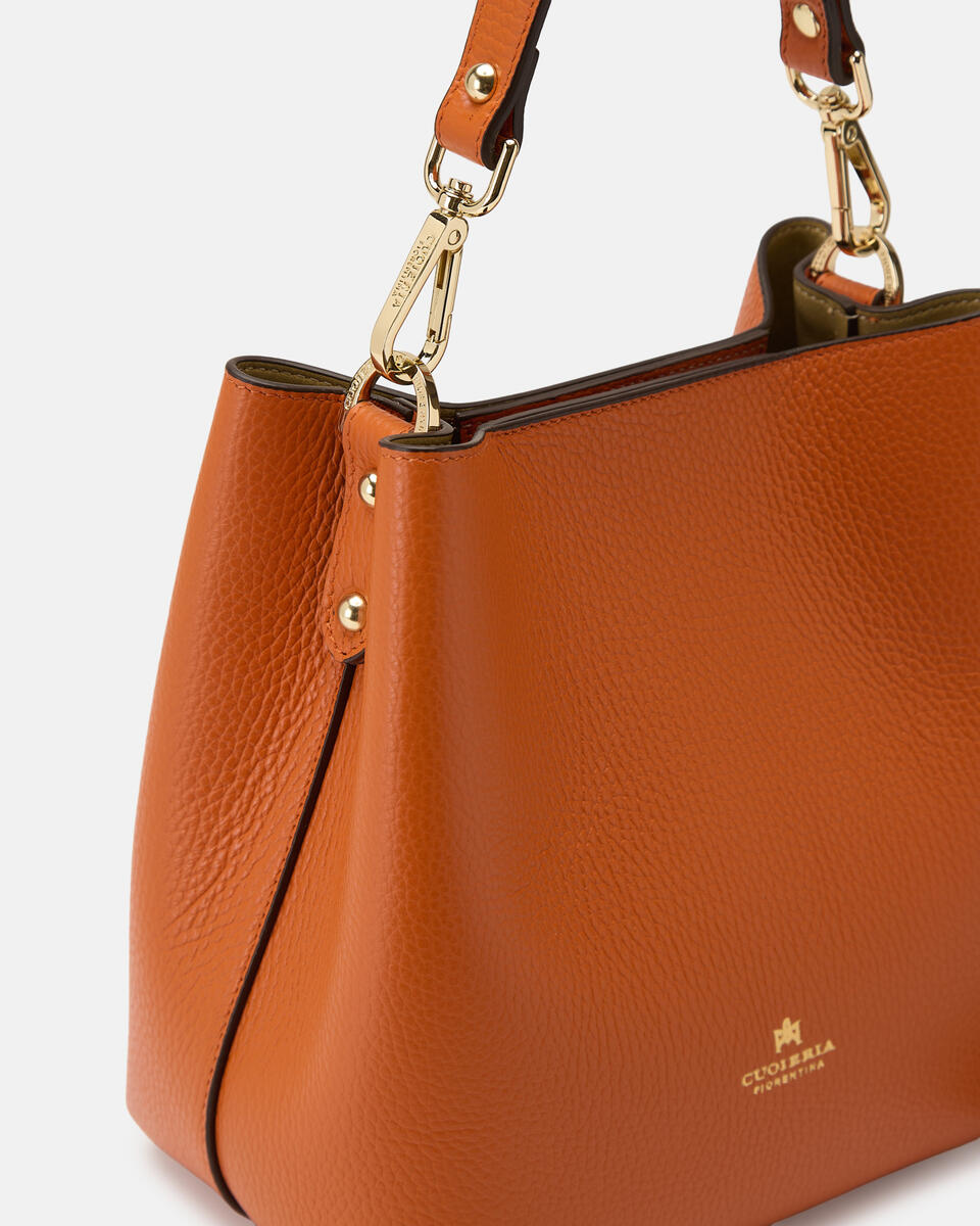 Cuoieria Fiorentina Alice Small Bucket – Secchiello in Pelle arancione Palmellata