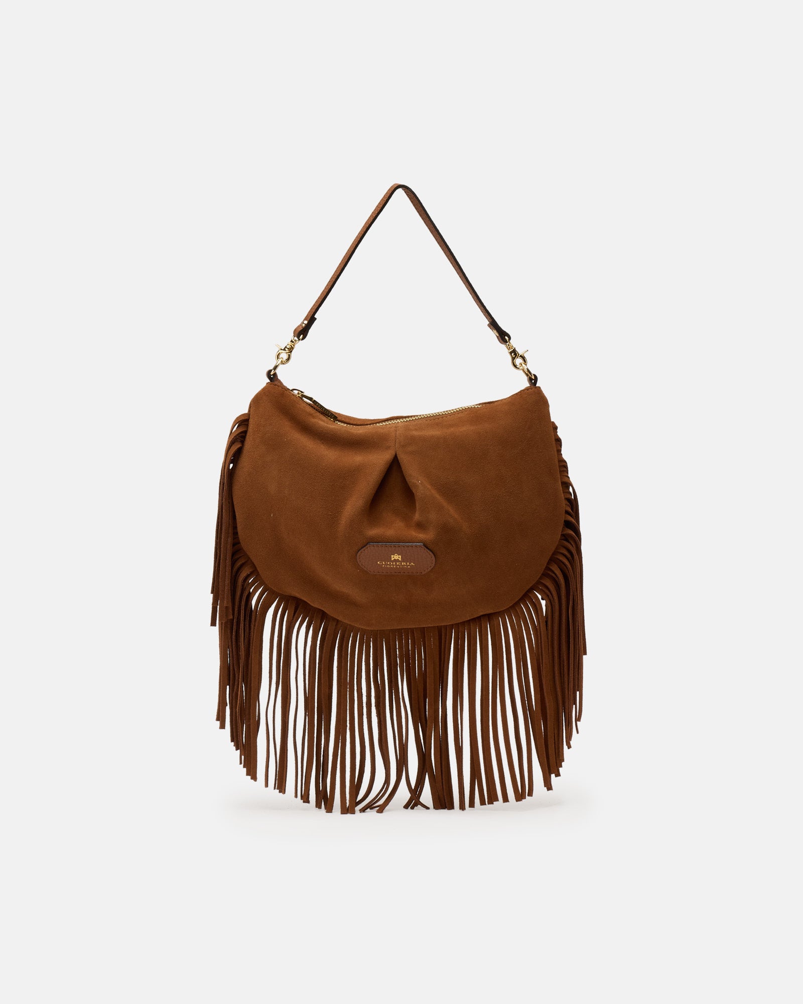 Cuoieria Fiorentina Emma Folk Mini Pouch – Secchiello in Suede con Frange