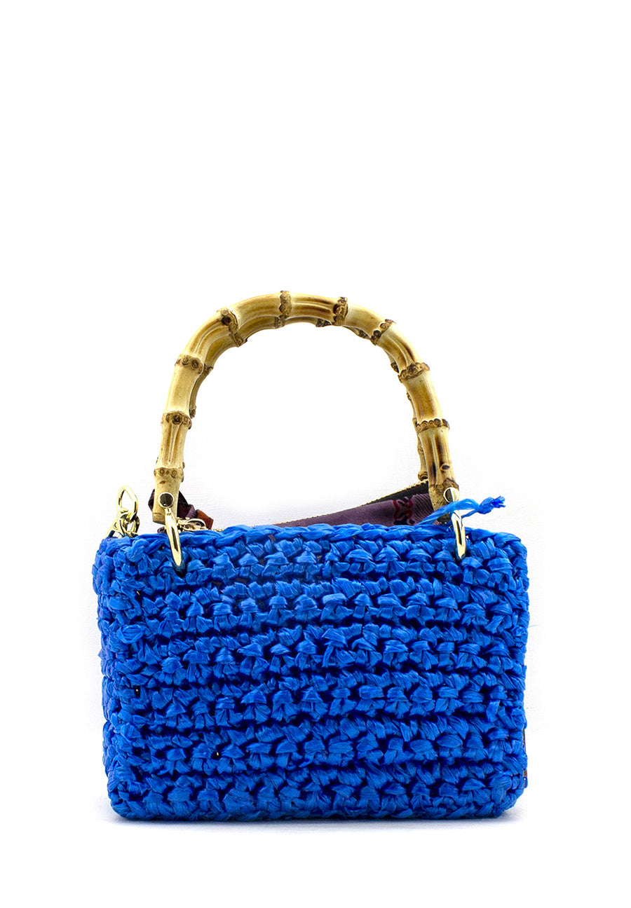 Mini borsa Meteora rafia turchese Chica