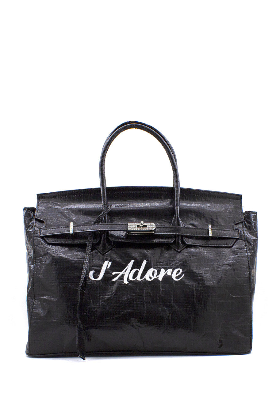 Borsa a mano maxi recycle nera Mia Bag