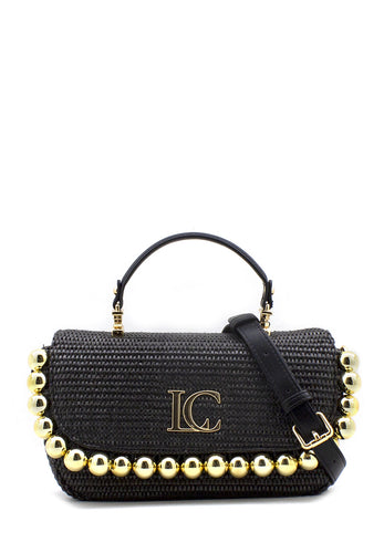 Borsa in rafia Firefly nera La Carrie