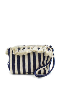 aaaaaBeauty in canvas righe blu Mia Bag