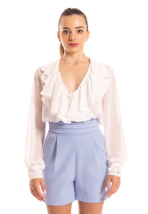 aaaaaBlusa bianca in chiffon Gaelle Paris
