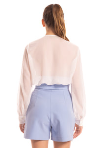aaaaaBlusa bianca in chiffon Gaelle Paris