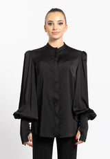 Camicia Elis nera satinata Silence Limited