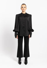 Camicia Elis nera satinata Silence Limited