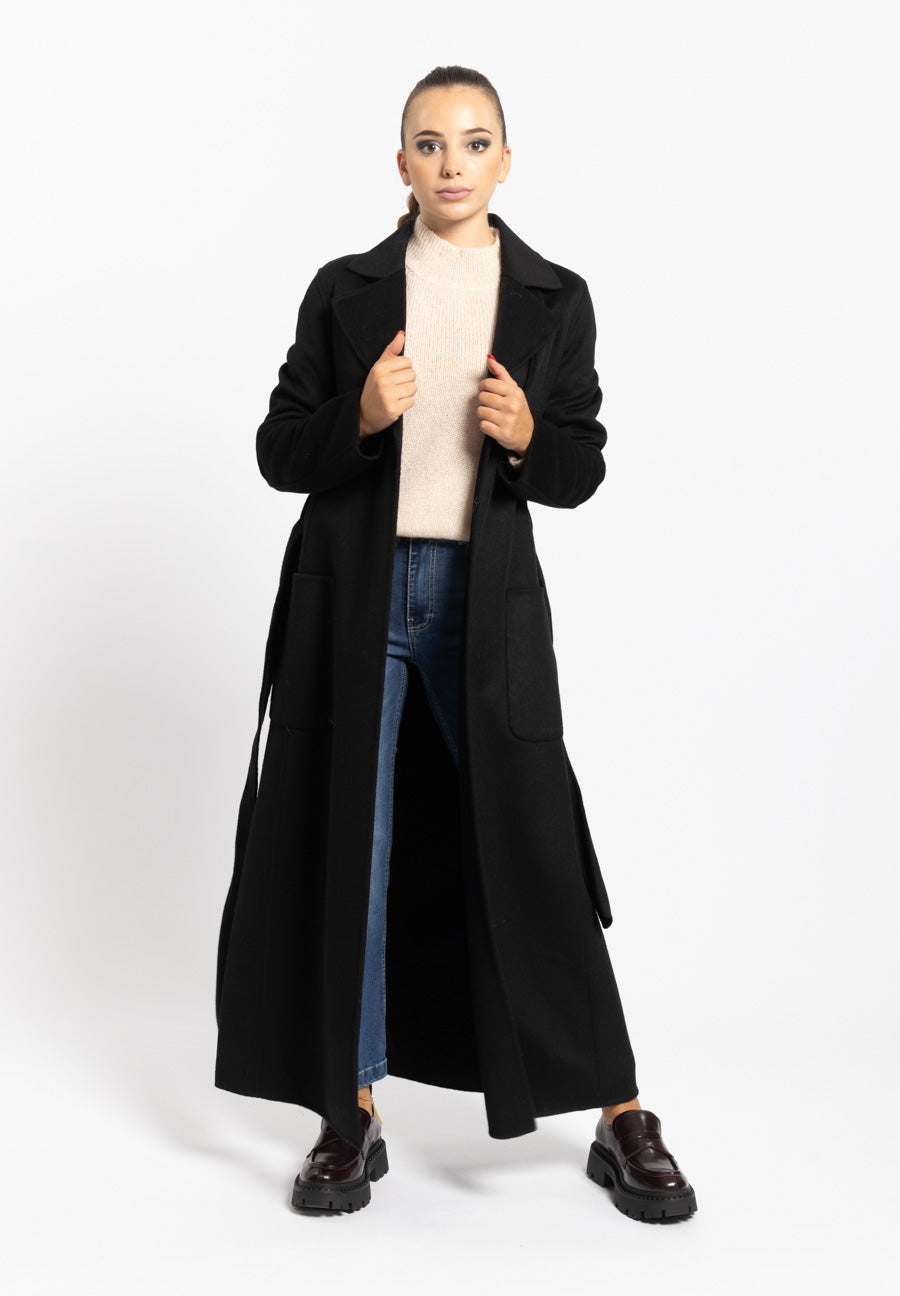Cappotto Huanpo lungo a vestaglia nero KOCCA