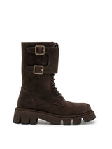 Anfibi Donna Paloma Barceló Comba Suede Moka in Camoscio – Stivaletti Marrone con Lacci, Zip e Suola 4 cm