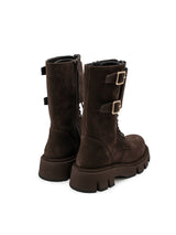 Anfibi Donna Paloma Barceló Comba Suede Moka in Camoscio – Stivaletti Marrone con Lacci, Zip e Suola 4 cm
