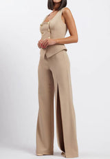 Pantalone beige con spacco Silence Limited