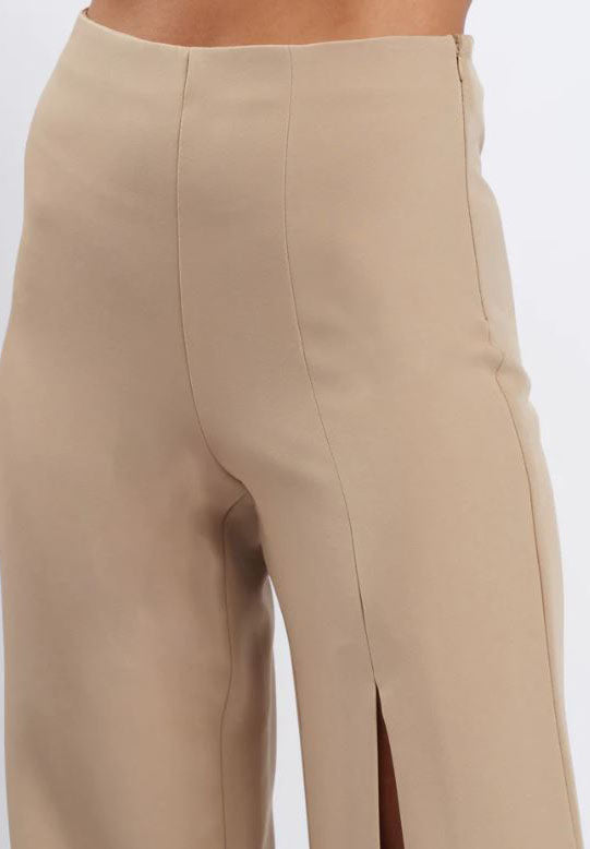 Pantalone beige con spacco Silence Limited