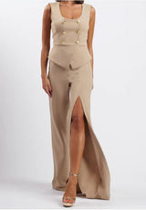 Pantalone beige con spacco Silence Limited