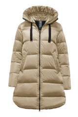Piumino Lungo beige Bomboogie Geneva Donna – Imbottito 90% Piuma, Windproof
