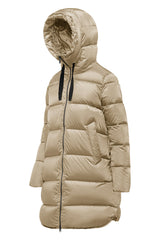 Piumino Lungo beige Bomboogie Geneva Donna – Imbottito 90% Piuma, Windproof