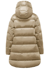 Piumino Lungo beige Bomboogie Geneva Donna – Imbottito 90% Piuma, Windproof