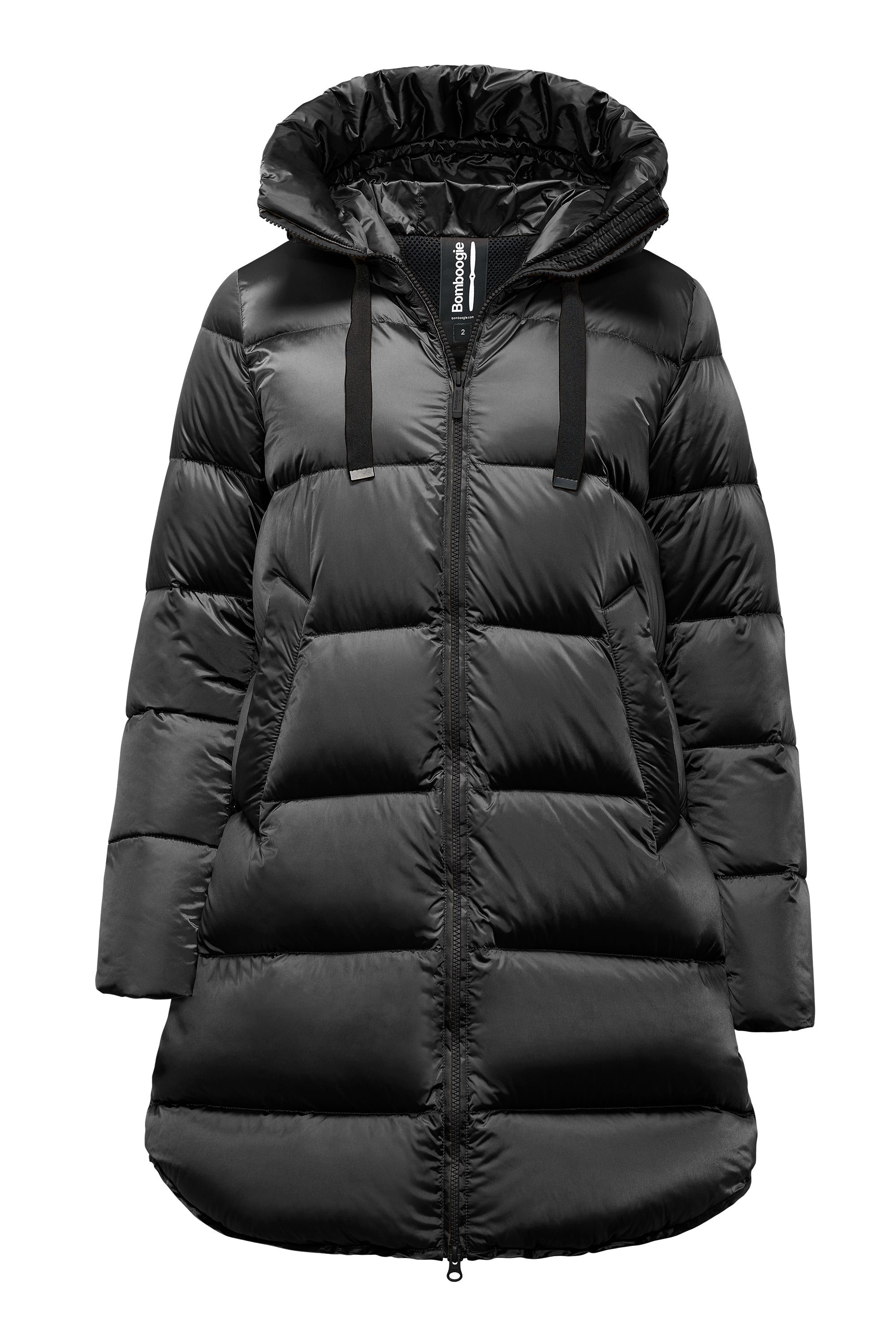 Piumino Lungo nero Bomboogie Geneva Donna – Imbottito 90% Piuma, Windproof