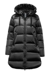 Piumino Lungo nero Bomboogie Geneva Donna – Imbottito 90% Piuma, Windproof