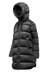 Piumino Lungo nero Bomboogie Geneva Donna – Imbottito 90% Piuma, Windproof