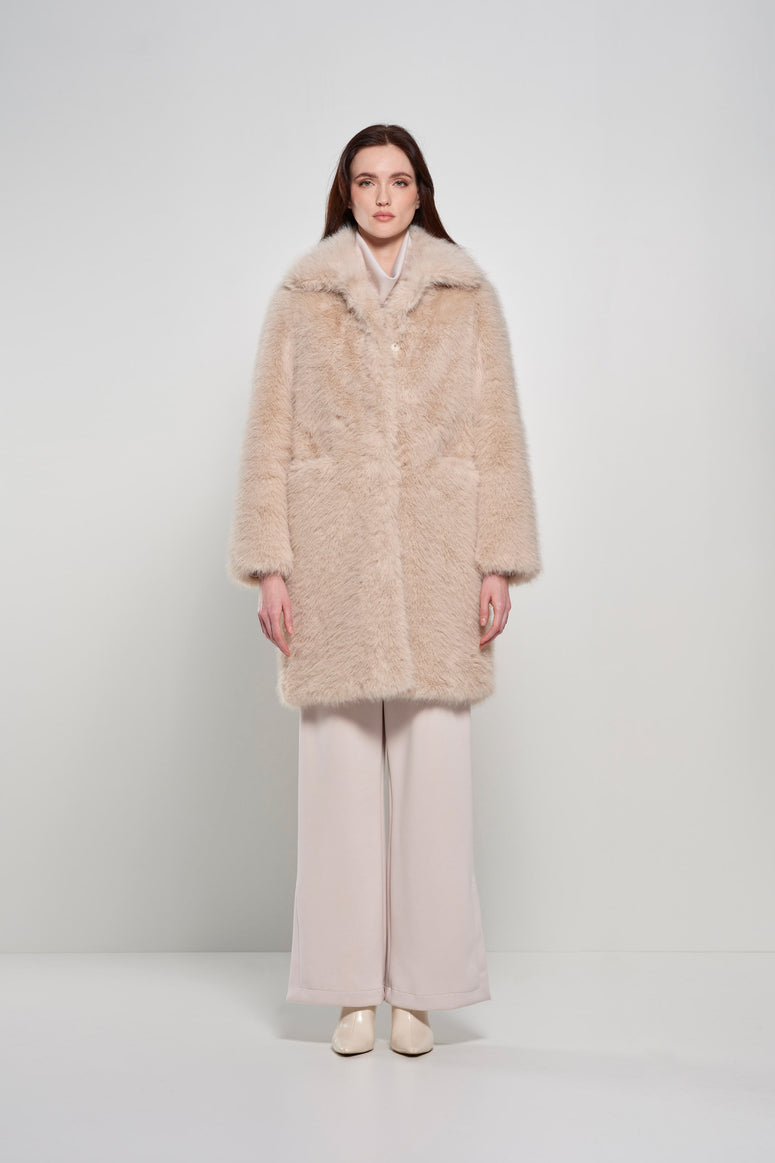 Cappotto lungo in pelliccetta sintetica – Bomboogie | Pelo lungo, linea slim