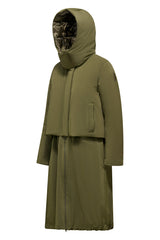Parka Lungo Comfy Verde Bomboogie – Cappuccio, Tessuto Tecnico & Heat Retention