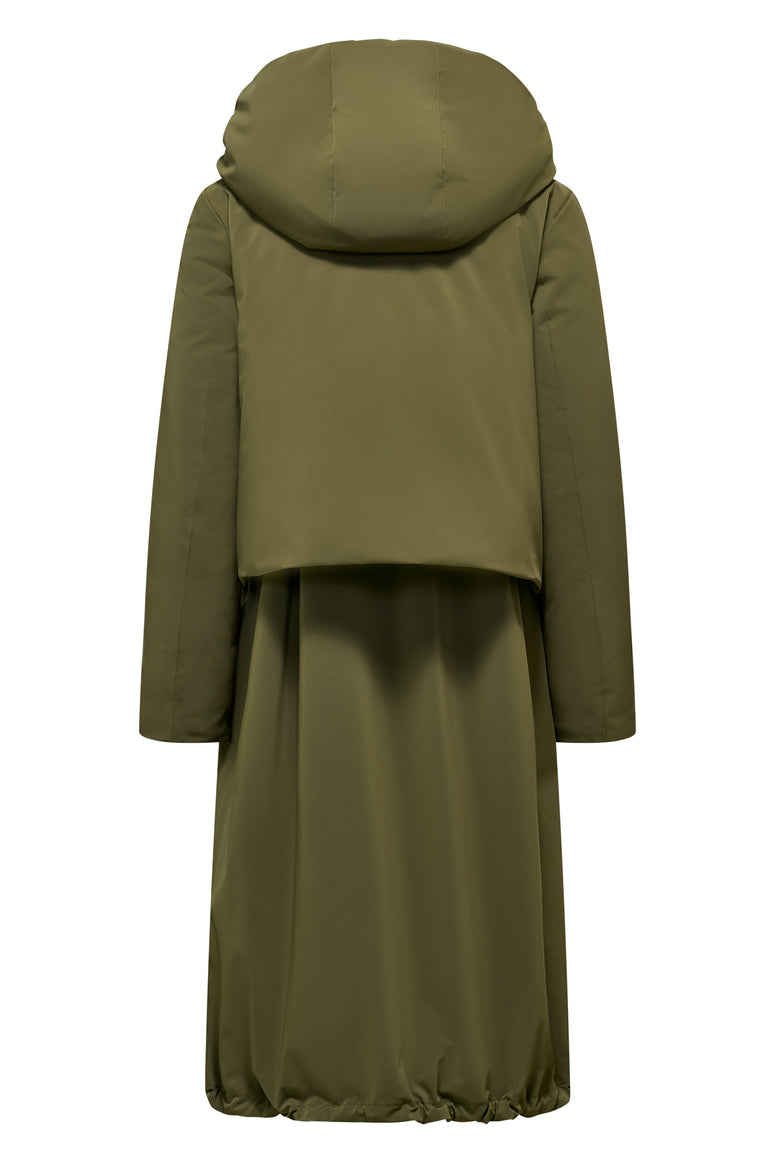 Parka Lungo Comfy Verde Bomboogie – Cappuccio, Tessuto Tecnico & Heat Retention