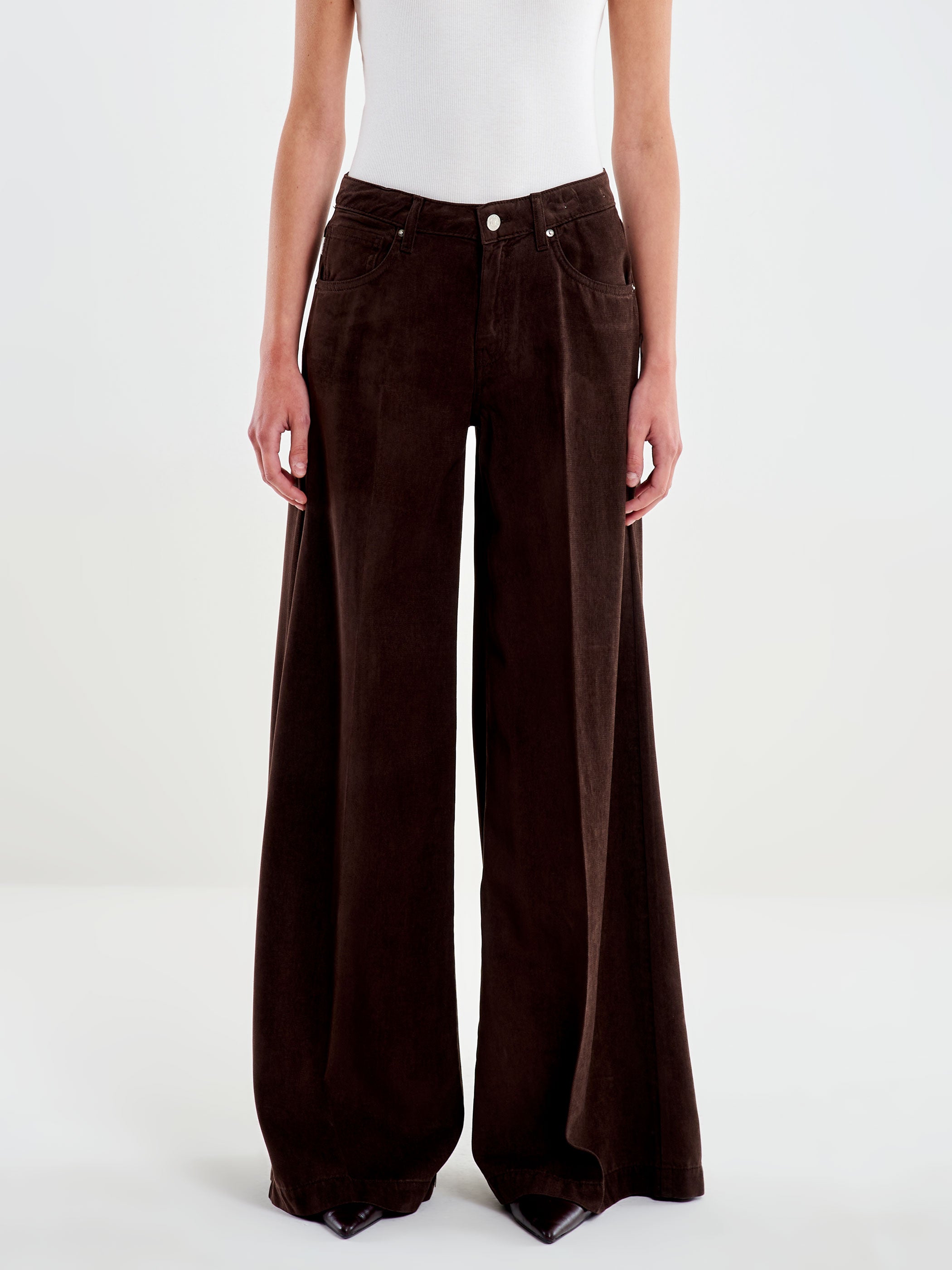 Jeans Donna Vicolo Madison Wide Leg Fondente in 100% Lyocell – Pantaloni Denim Fluidi a Gamba Larga con Pieghe