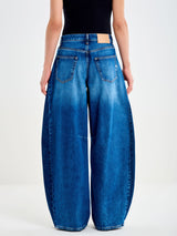 Jeans Donna Vicolo Maite Barrel Fit Bicolore – Pantaloni Denim a Ovetto con Spicchi Scuri e Cuciture a Vista