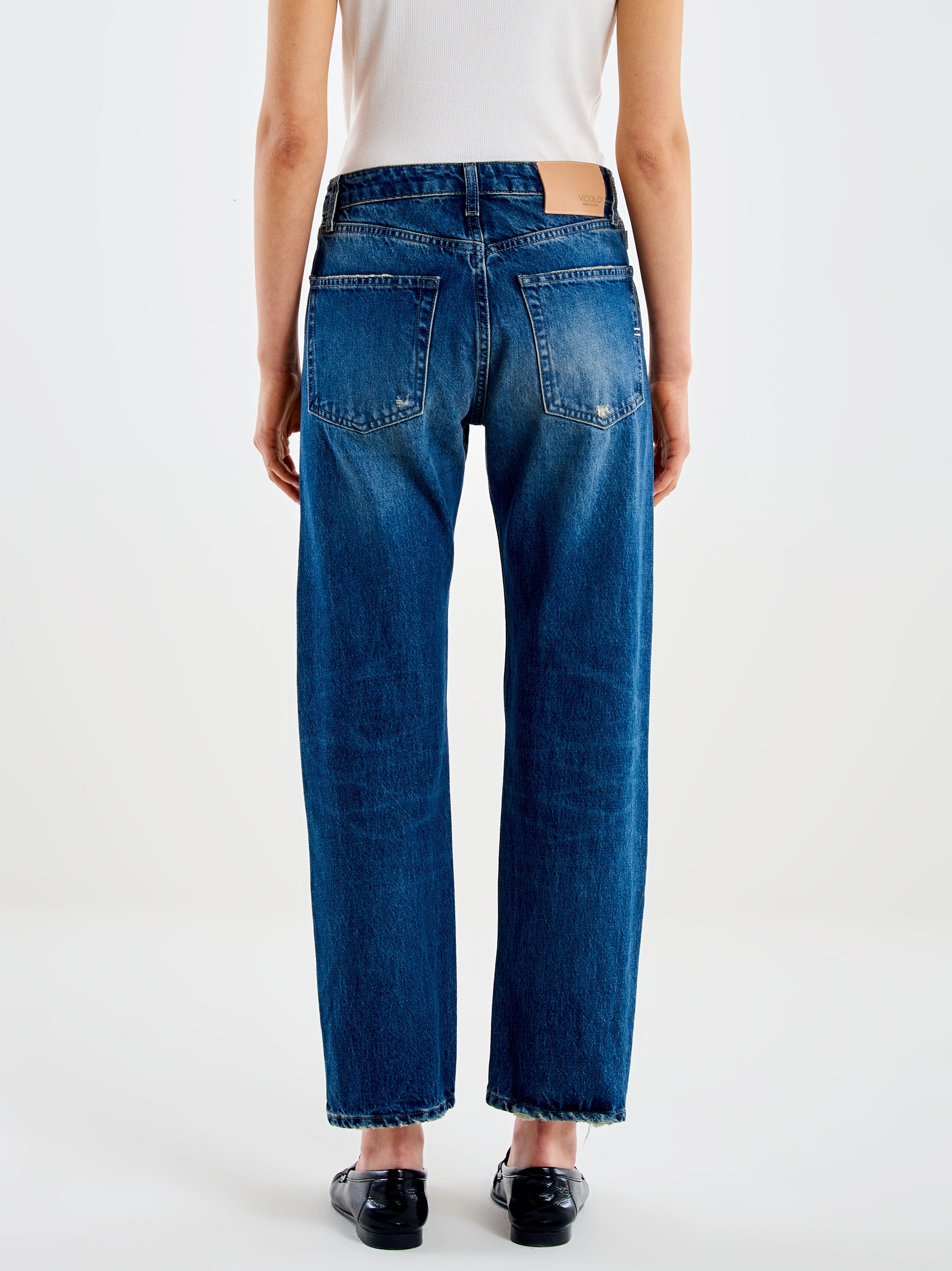 Jeans Donna Vicolo Zoe Blu con Bottoni Gioiello – Pantaloni Denim Regular Fit in 100% Cotone