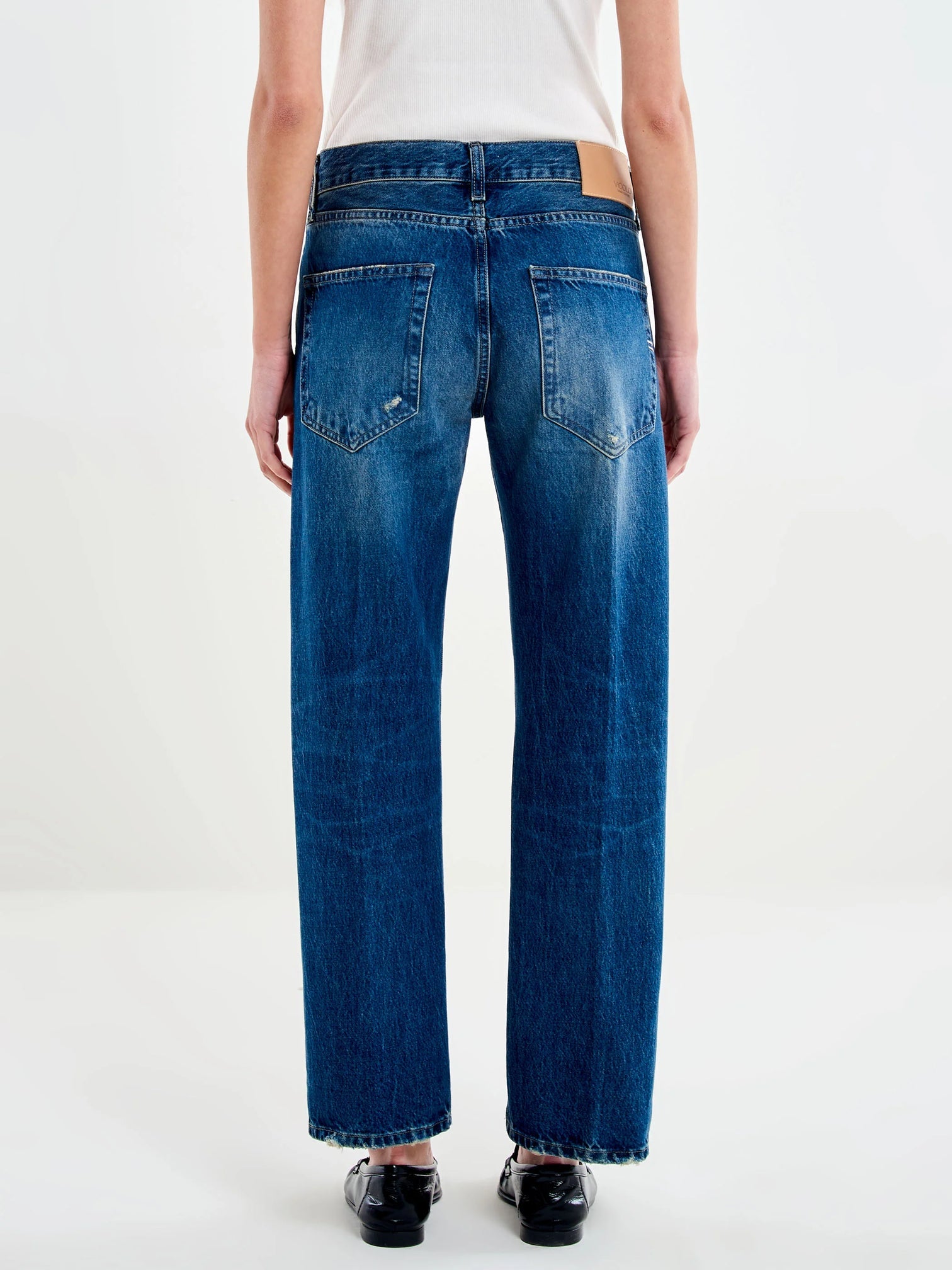 Jeans Donna Vicolo Zeke Blu Scuro – Pantaloni Denim Cropped Straight Leg a Vita Bassa con Strappi