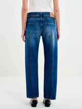 Jeans Donna Vicolo Zeke Blu Scuro – Pantaloni Denim Cropped Straight Leg a Vita Bassa con Strappi