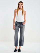 Jeans Donna Vicolo Zeke Nero in Cotone – Pantaloni Denim Cropped Straight Leg a Vita Bassa Relaxed Fit