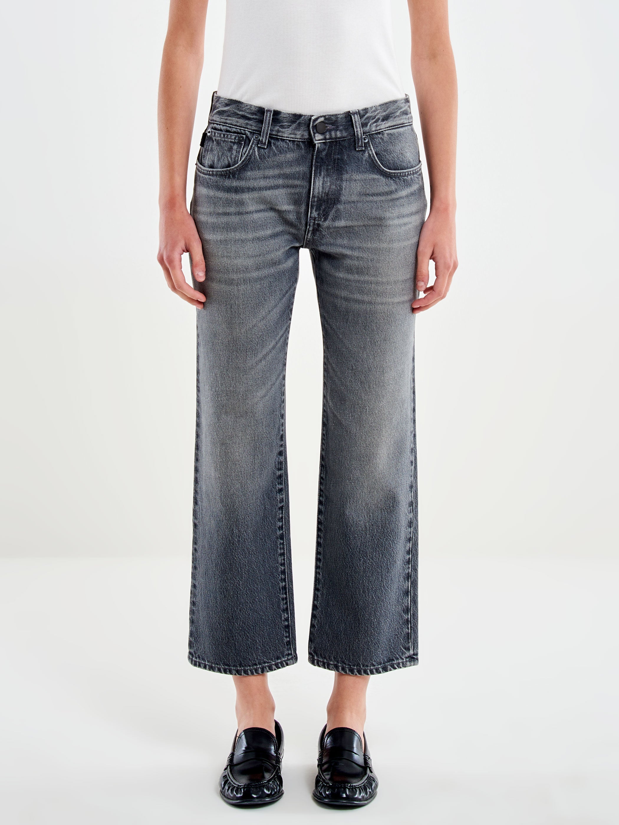 Jeans Donna Vicolo Zeke Nero in Cotone – Pantaloni Denim Cropped Straight Leg a Vita Bassa Relaxed Fit