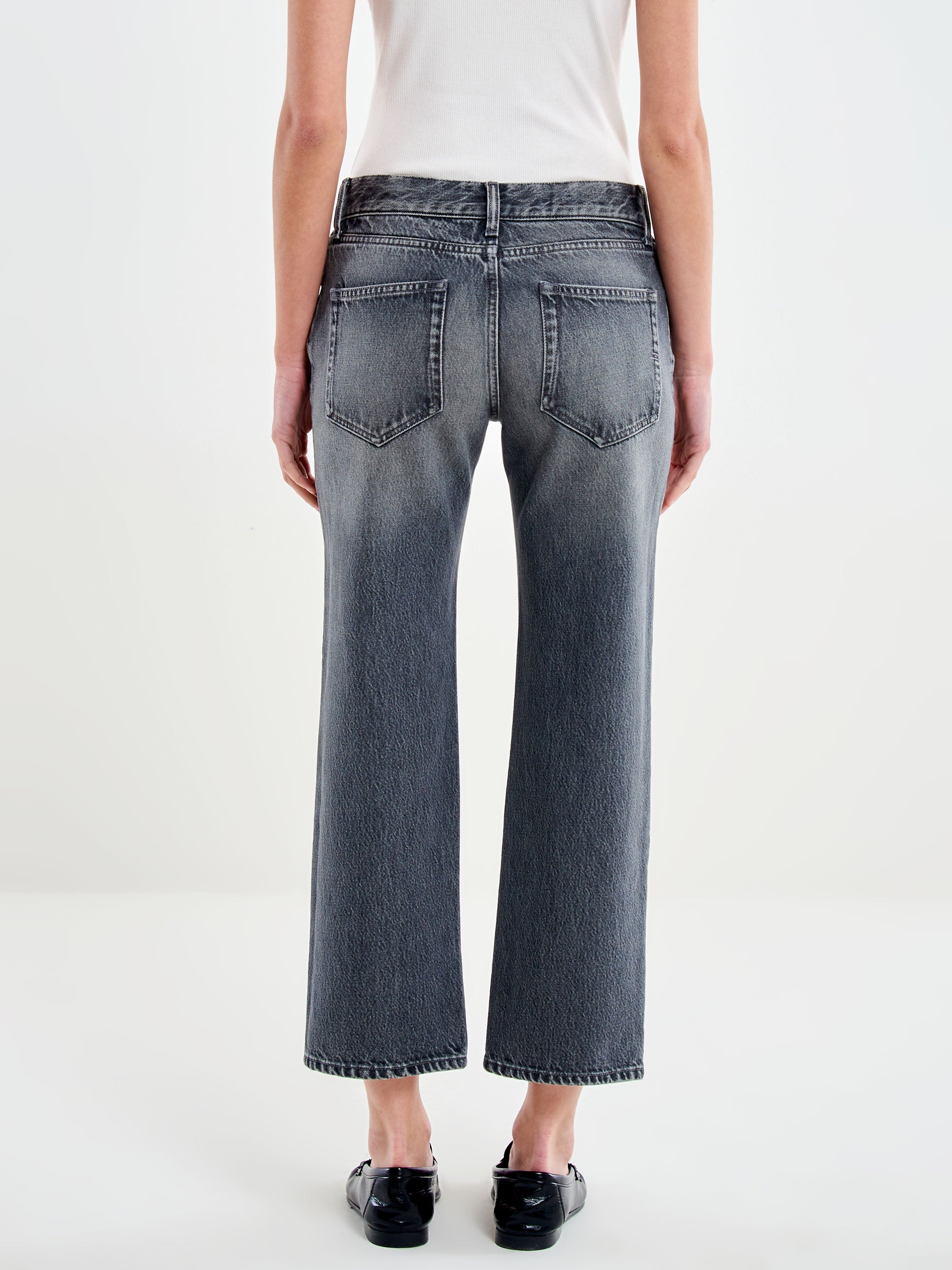 Jeans Donna Vicolo Zeke Nero in Cotone – Pantaloni Denim Cropped Straight Leg a Vita Bassa Relaxed Fit