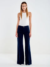 Jeans Donna Vicolo Elena Wide Leg Blu Scuro – Pantaloni Denim a Gamba Larga con Tasche alla Francese e Piega Stirata