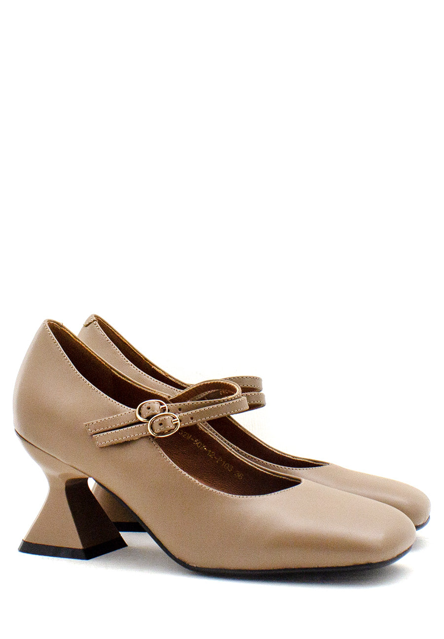 Décolleté taupe con cinturini Emanuelle Vee