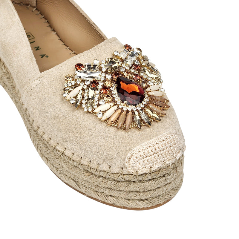 Espadrilles beige con accessorio prezioso Fiorina