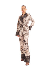Pantalone in twill beige stampato Gaelle Paris