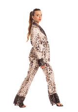 Pantalone in twill beige stampato Gaelle Paris