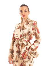 Giacca in twill champagne stampa floreale Gaelle Paris