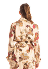 Giacca in twill champagne stampa floreale Gaelle Paris