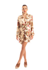 Giacca in twill champagne stampa floreale Gaelle Paris