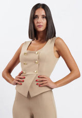 Gilet doppiopetto beige Silence Limited